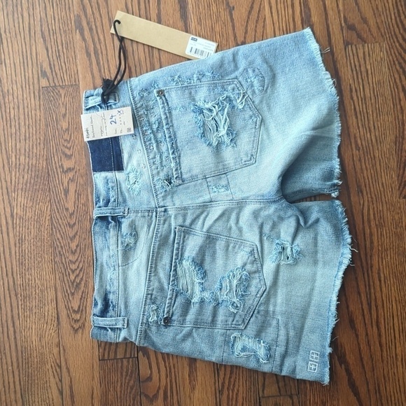 Ksubi x Revolve distressed Swiftie denim blue button fly boyfriend shorts NWT - Picture 6 of 10